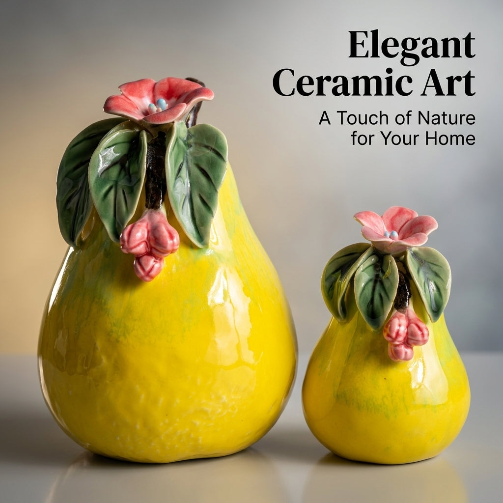 Kitchen Ornaments Handmade Ceramic Fruit Figurine with Chinese Style Design, Realistic Pomelo Decoration Piece for Office and Home Decor