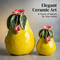 Kitchen Ornaments Handmade Ceramic Fruit Figurine with Chinese Style Design, Realistic Pomelo Decoration Piece for Office and Home Decor