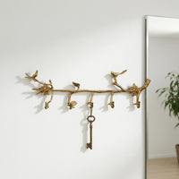 Bird Wall Hook goldenToned Branch Coat Hook Rack Multi Purpose Home Storage