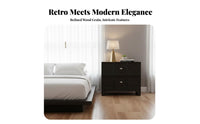 Retro Design Single-Drawer End Table Minimalist and design Nightstand Sturdy Construction Bedroom Furniture Space-Saving for Adults, property owners, Students, Apartment, Home, Living Room, Office