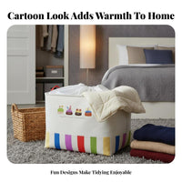Large Capacity Drawstring Toy container particleprotective Home Organization Cartoon Pattern Household Storage adaptable Use for Families, Parents, College Students, Playroom, Nursery, Bedroom, Living Room