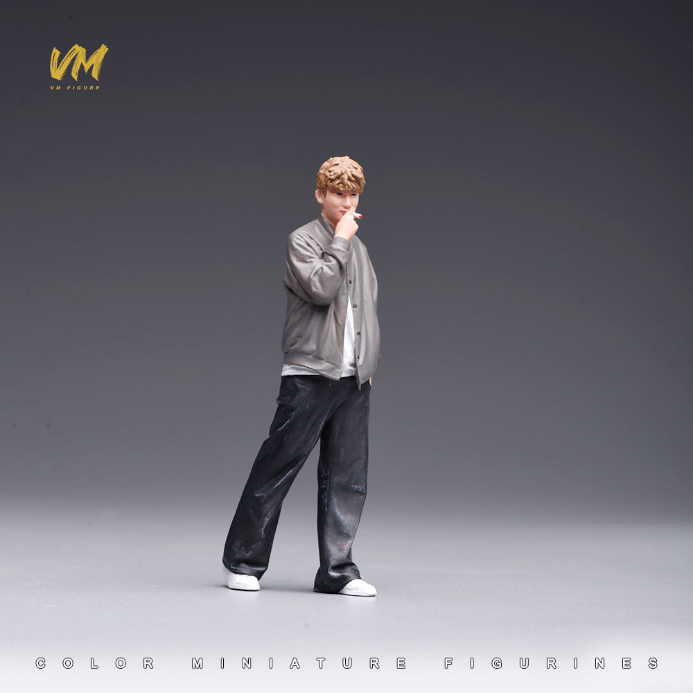 Hand-Painted Resin Figure of Smoking Stylish Man