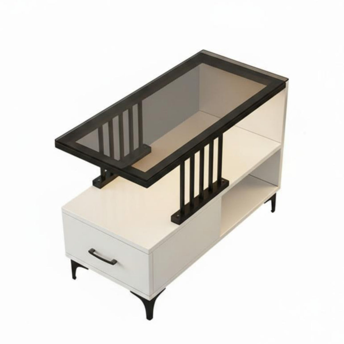 Movable over-Sofa Table with Storage Minimalist Design Indoor Furniture Space-Saving Multi-Purpose for Homeowners, Apartment Dwellers, Telecommute Workers, Living Room, Small Areas, Bedroom, Home Office