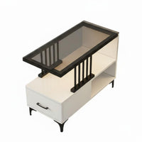 Movable over-Sofa Table with Storage Minimalist Design Indoor Furniture Space-Saving Multi-Purpose for Homeowners, Apartment Dwellers, Telecommute Workers, Living Room, Small Areas, Bedroom, Home Office