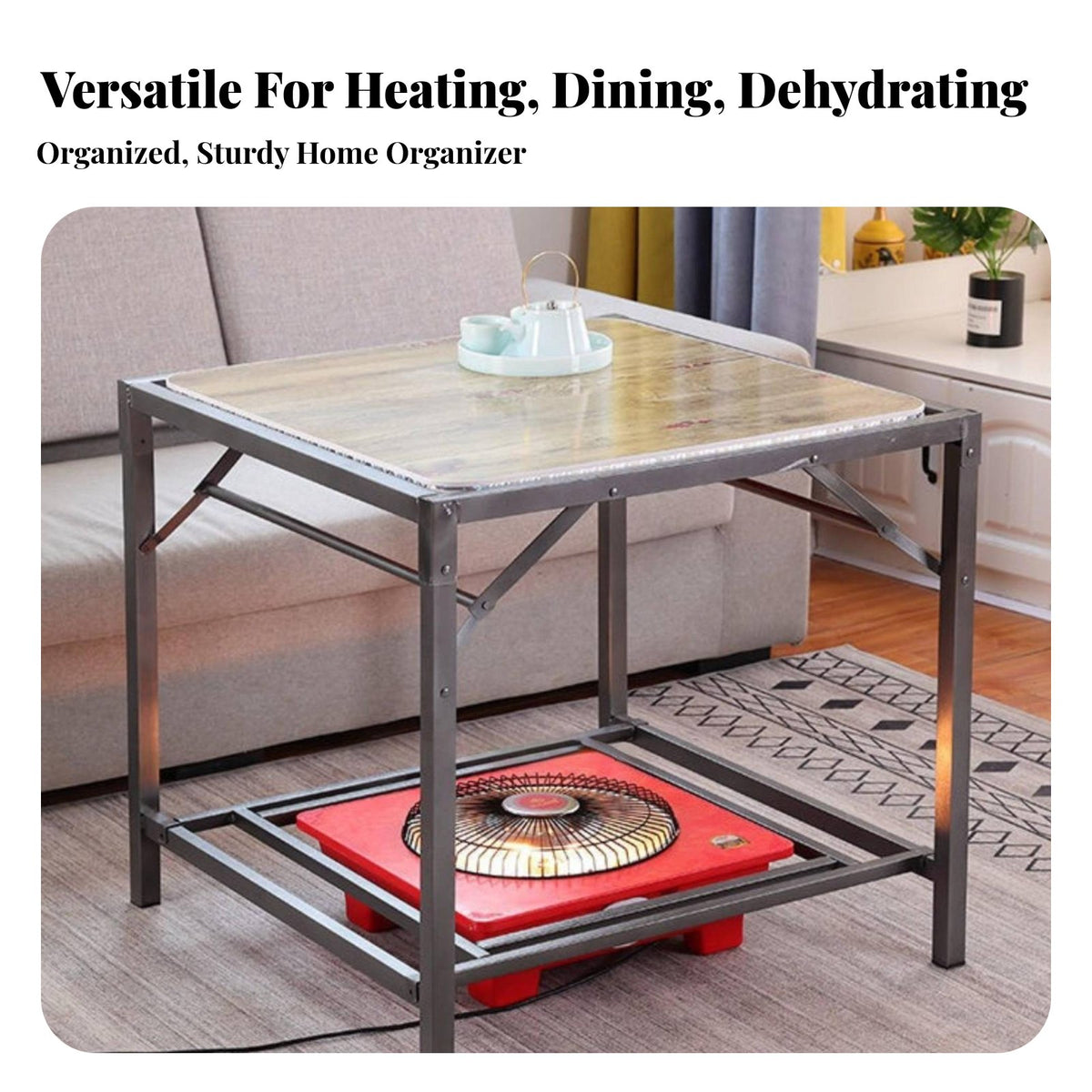 Kotatsu Table Space Saving Multi-Functional Warming Table Compact Design Foldable Heater Stand for Family, Adults, Winter Season, Living Room, Bedroom