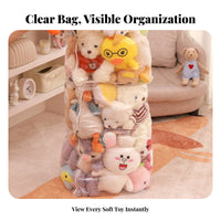 Transparent Design Clear Cylindrical Bag particle-resistantproof Plushie Organizer Large Capacity Toy Container Space Saving for Children, young children, Parents, play area, Nursery, Bedroom, Living Room