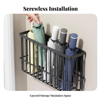 Storage Basket Drill Installation Door Holder Space Saving Metal Wire Storage Shelf for Renters, Adults, Office, Kitchen, Pantry