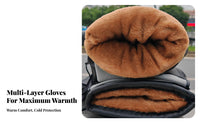 2 Pieces Thick Fleece Lined Motorcycle Handlebar Muffs Universal Fit Winter Scooter Hand Warmers PU Leather for Delivery Cyclist S