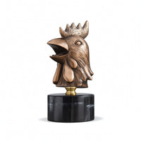 Animal Bust Bronze-Toned Tabletop Sculpture Realistic Tabletop Decoration for Home Stylists, Bookshelf