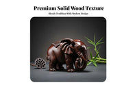 Solid Wood Elephant Sculpture Good Luck Symbol Ebony Wood Elephant Decor Designed for Collectors, Homeowners, Living Room, Entrance Entryway