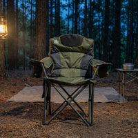 Carbon Steel Frame Folding Armchair 600D Oxford Textile Padded Folding Chair Cross-Braced Armchair with Armrests Foldable