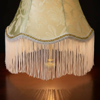 European Style Tassel Lampshade Handmade European Style Lampshade Elegant Accent Green Textile Lamp Cover for Bedroom, Living Room, Study