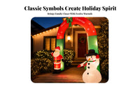 Red and Green Santa Snowman Arch Snowflake Print Inflatable Christmas Arch Festive Outdoor Christmas Decoration Stable Support