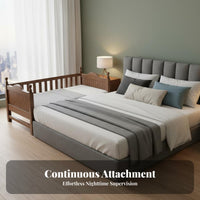 Solid Wood Bedside Sleeper Built-in Guardrails Bedside Extension Bed Extendable Design Childrens Splicing Bed for Young Children, Parents, Nursery