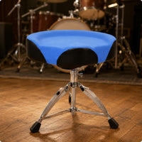 Tripod Base Height Adjustable Drum Throne Chrome Metal Height-Adjustable Drum Stool Rubber Foot Caps Performance Gear Locking Hardware for Drummers, Percussionists