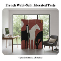 Japanese minimalist aesthetic artistic Foldable Panel Screen Mobile Folding Panel Divider Freestanding Room divider Portable for Homeowners, Interior Designers, Apartment Dwellers, Bedroom, Restaurant, Classroom