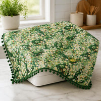 Green Dust Cover for Small Appliances, Printers, Coffee Machines, and Tables with Tassel Trim