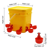 Automatic Chicken Waterer Reservoir with Multiple Cups, Large 12L Fowl Drinker and Chicken Drinker Setup, Pre-Drilled Holes and Quail Drinking Setup