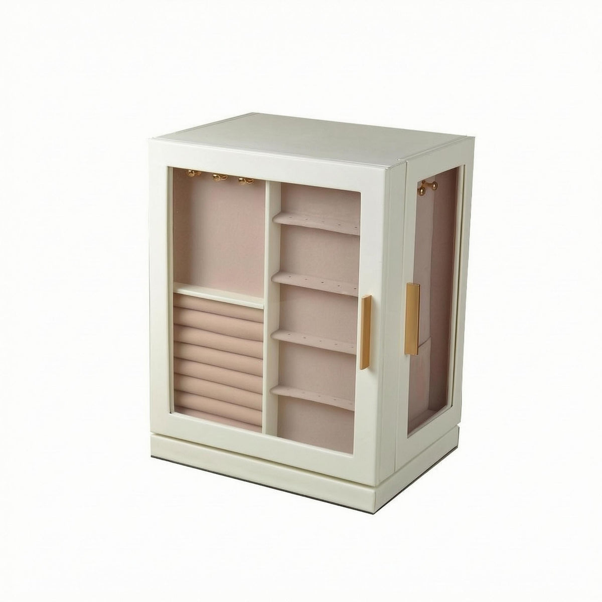 Rotating Jewelry Box Hanging Hooks Swivel Jewelry Cabinet   Handles