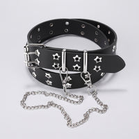 Rebel Studded Belt Goth Belt with Chain Edgy Y2K for Women, Teens, Men, Festivals, Clubwear, Casual Wear