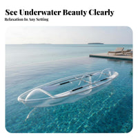 Transparent Kayak Underwater Viewing 2 Person Transparent Boat Impact Resistant Transparent Kayak for Couples, Photographers, Sightseeing, Photography