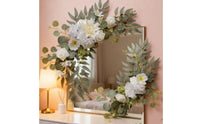 2 Pieces Artificial Wedding Arch Flowers Crescent-Shaped Wedding Arch Floral Swag Hanging Eucalyptus Rose Arrangement Curved