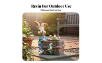 Hare Statue Planter Cute Hare Planter Bunny Flower Pot for Balcony, Patio, Lawn