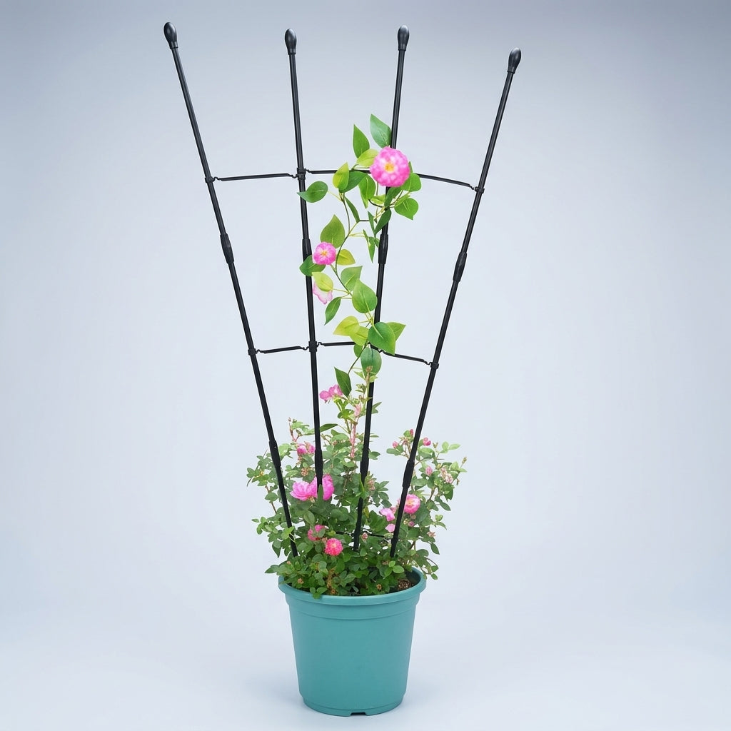 Garden Decor Fan-Shaped Garden Trellis for Climbing Plants, Weather Resistant Plant Support for Potted Plants, Interlocking 120cm Height Frame
