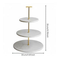 3 Tier Cake Stand Elegant Design Marble Cake Stand Simple to Clean Marble Dessert Tray for Afternoon Tea, Party