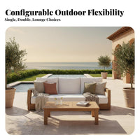Wooden Patio Sectional Set Waterproof Wooden Frame Sectional Sofa Weather-Resistant Outdoor Furniture for Hotel Managers, Courtyard, Backyard, Balcony