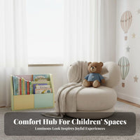 Soft Textile Bow-Back Swivel Chair Playful Design children's Furniture Ergonomic Backrest Toddler Armchair High-Density Foam Support for Toddlers, Preschoolers, Parents, Playroom, Reading Nook, Nursery, Living Room