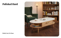 Oval Coffee Table with Drawers Space-Saving Design Oval Coffee Table with Storage Scuff Resistant Easy to Clean for Homeowners