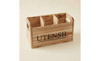 Rustic Wooden Utensil Holder Farmhouse Wooden Countertop Organizer Sturdy Container Minimalist for Coffee Bar