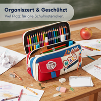 Large Capacity American Retro Color-Block Pencil Case for Students