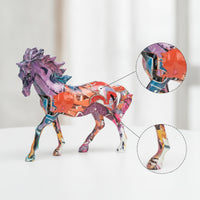 Horse Figurine Graffiti Horse Statue Multicolor for Living Room, Office Desk