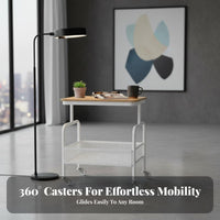 Modern Minimalist aesthetic Wheeled C-Table Space-Saving Rolling C-Shaped Table Mobile Design Nightstand Multi-Tier Storage for Apartment Dwellers, Homeowners, Bedside, Small Spaces, Sofa Side, Living Room