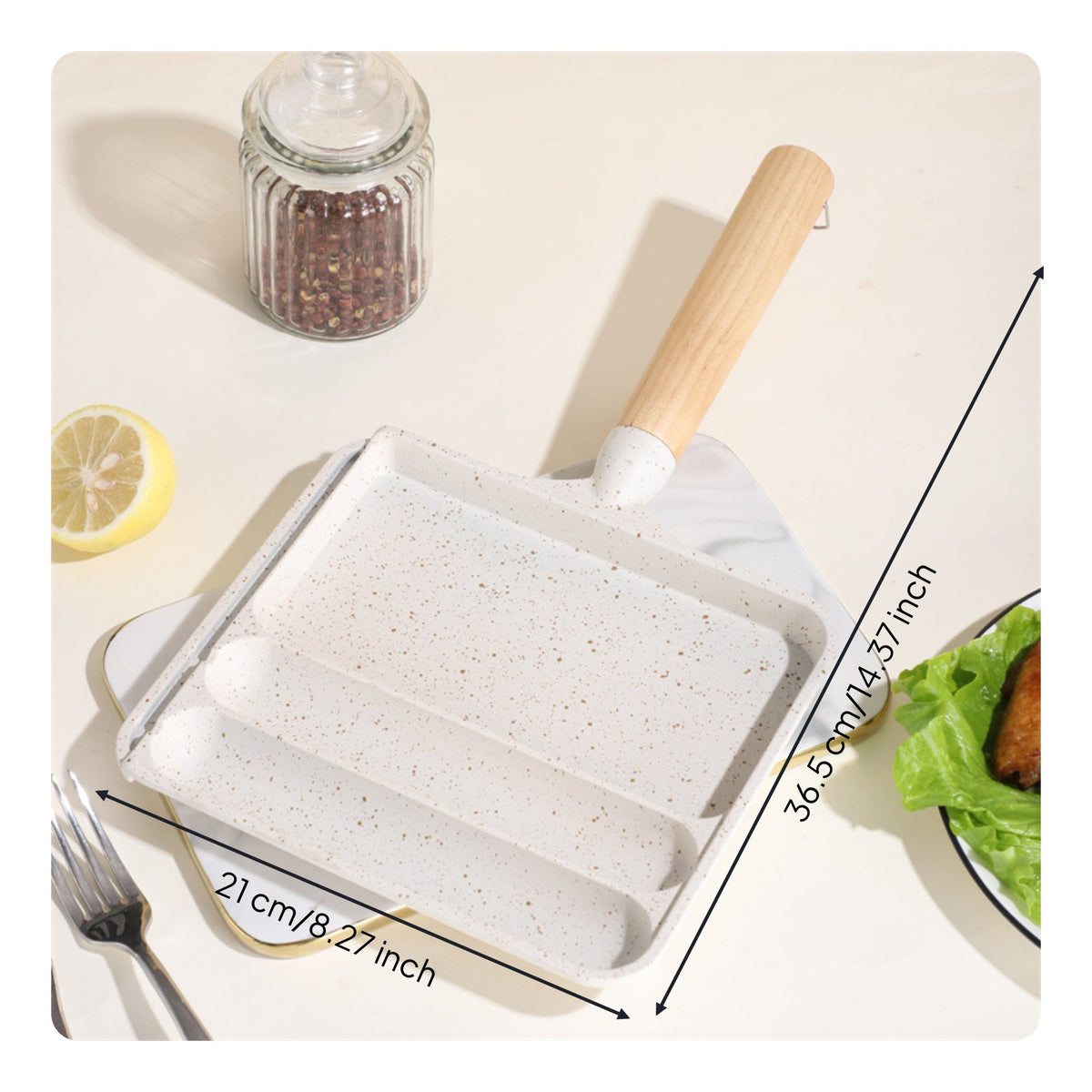Multi-Compartment Breakfast Pan Even Heat Distribution Skillet Works with All Stovetops Divided Breakfast Pan for Families