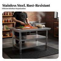 Easy to Clean Stainless Steel Work Table Rust Proof Stainless Steel Workbench Heat Resistant Kitchen Food Prep Table Unrestricted Standing Design for Restaurant Owners, Home Cooks, Homeowners, Bakery, Bar, Warehouse, Garage