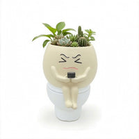 Novelty Toilet-Shaped Planter Funny Toilet Planter Quirky Succulent Pot Whimsical for Gardeners, Garden, Patio, Balcony