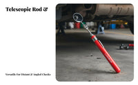 Telescopic Inspection Mirror Adjustable Reach Under Vehicle Inspection Mirror Distortion-Clear Reflection Ergonomic Grip Handle