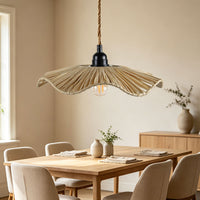 Handcrafted Disc-Shaped Woven Lampshade in Rattan Style