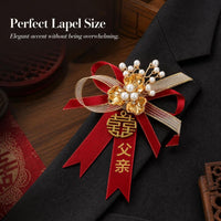 Chinese Style Wedding Corsage Brooch Set for Groom, Bride, Groomsmen, Bridesmaids, and Family