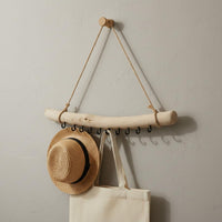Driftwood Wall Hanger Artisanal Appearance Bohemian Key Rack Versatile Rustic Entryway Hook Rack for Bedroom, Kitchen