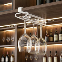 Wine Glass Holder, Hanging Glass Holder, Glass Holder Under Cabinet, 31cm, Matte, Drill-Free, Modern, Space-Saving
