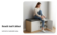 Paddinged Entryway Shoe Rack Padded Padding Seat Paddinged Shoe Cubby Space-Saving Storage Bench for Residents, Families, Hallway, Foyer, Living Room