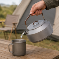 Titanium Cooker Outdoor Kettle For Camping Small Kettle Direct Fire Compatible Lightweight Titanium Kettle Matte Gray