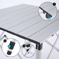 Adjustable Height Aluminum Alloy Portable Folding Camping Table