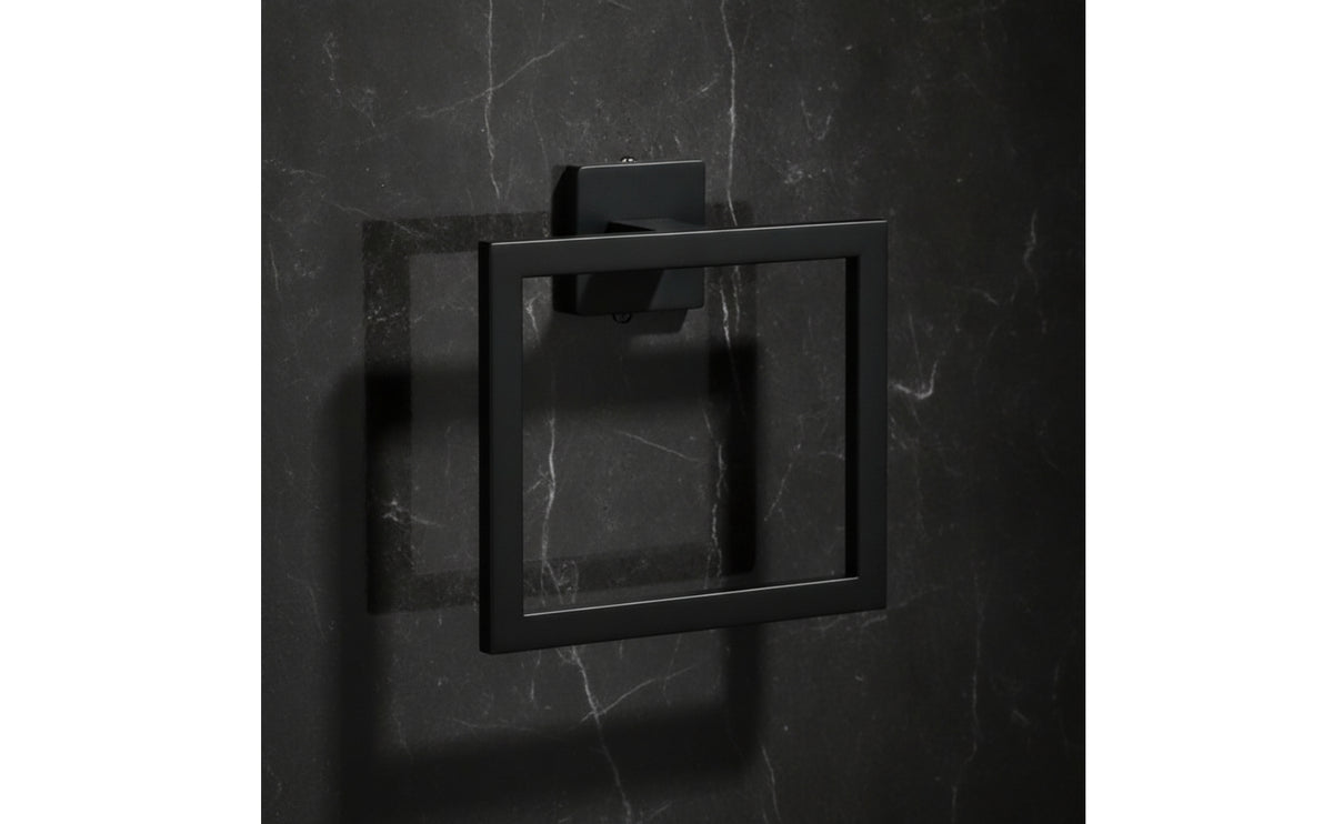 Rustproof Hand Towel Loop with Square Base Geometric Hand Towel Loop Space-Saving Hardware Sleek for Washroom