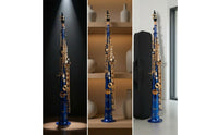 Engraved B and B Straight Soprano Saxophone Gold-Tone Soprano Saxophone with Carrying Case Brass Woodwind Compact for Students, Beginners, Practice, Performance