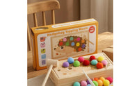 Felt Balls Wooden Hedgehog Tapping Toy Hand-Eye Coordination Wooden Pounding Box Natural Wood Finish Tapping Toy Set Rounded Edges for Toddlers, Young Children